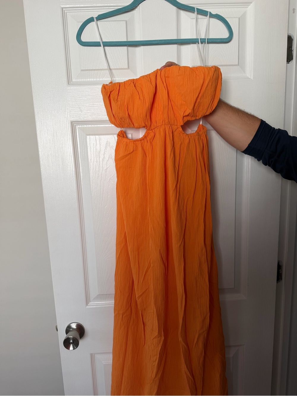 Hello Molly Orange Cutout Midi Dress